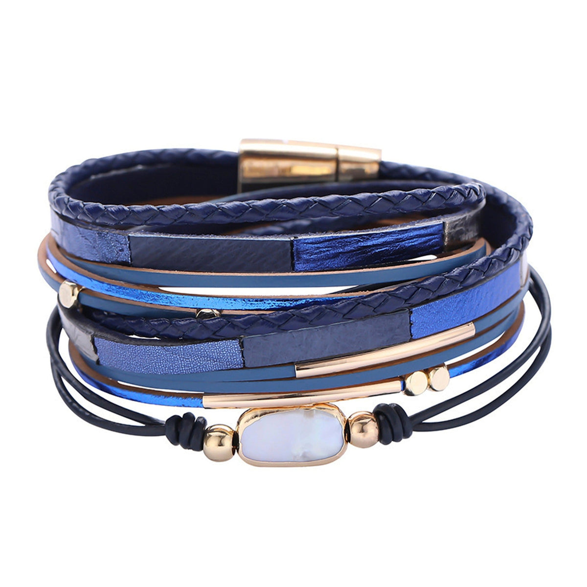 Pearl Vegan Leather Magnetic Bracelet B3736 - view 2