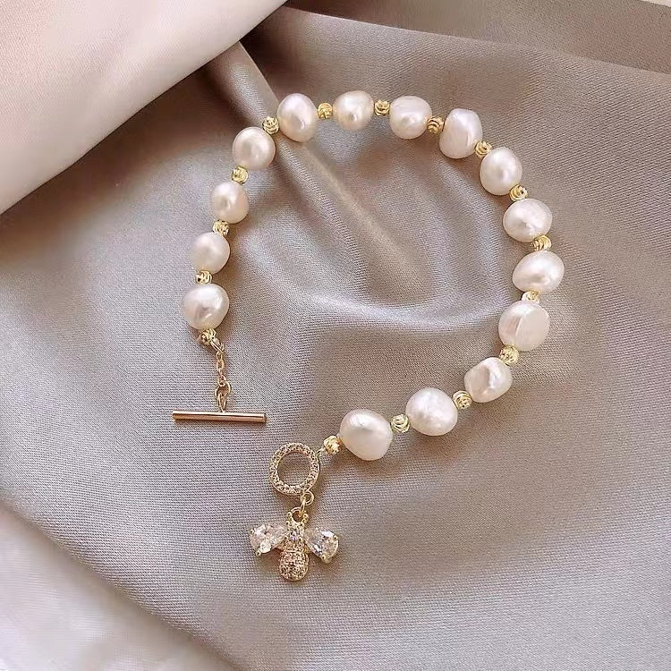 Freshwater Pearl Bee Rhinestone Bracelet B3797