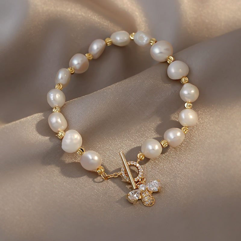 Freshwater Pearl Bee Rhinestone Bracelet B3797