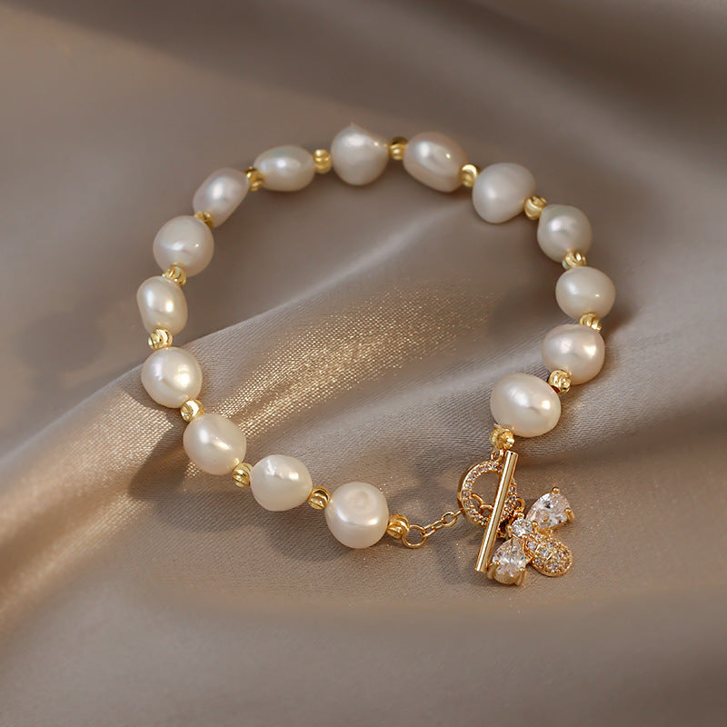 Freshwater Pearl Bee Rhinestone Bracelet B3797