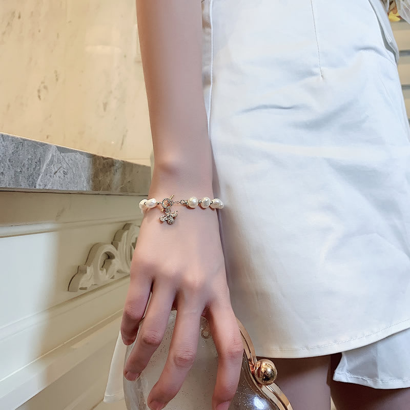 Freshwater Pearl Bee Rhinestone Bracelet B3797