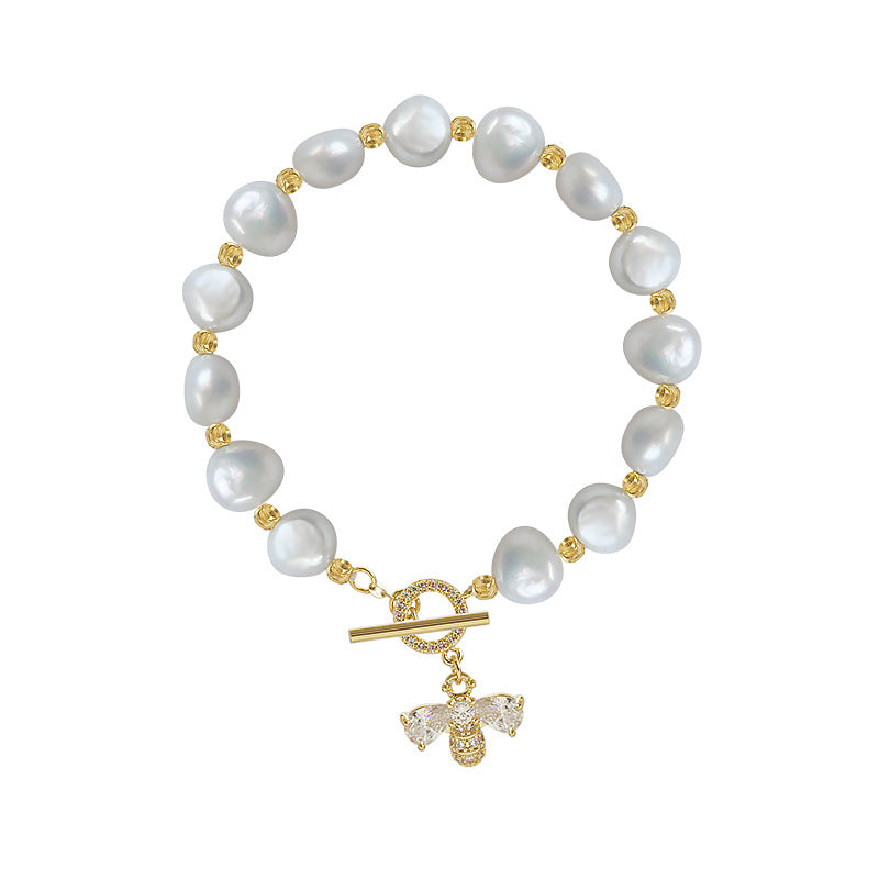 Freshwater Pearl Bee Rhinestone Bracelet B3797