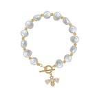 Freshwater Pearl Bee Rhinestone Bracelet B3797