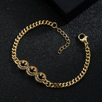 Smile Face Cubic Zirconia Chain Bracelet B3799