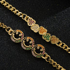 Smile Face Cubic Zirconia Chain Bracelet B3799