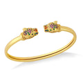 Leopard Head Cubic Zirconia Cuff Bracelet B3806