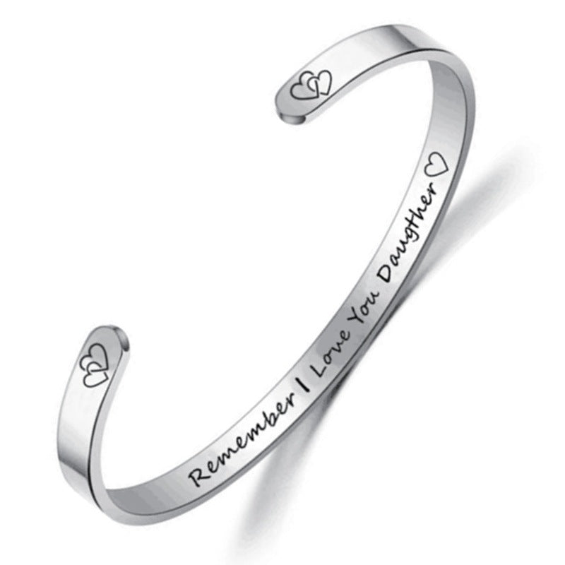Family Letter Stainless Steel Cuff Bracelet B3838