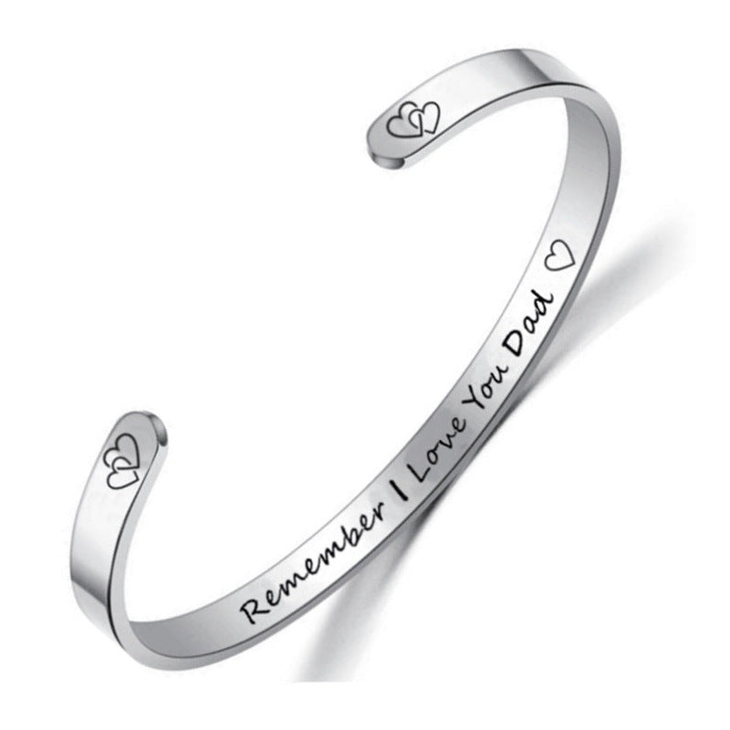 Family Letter Stainless Steel Cuff Bracelet B3838