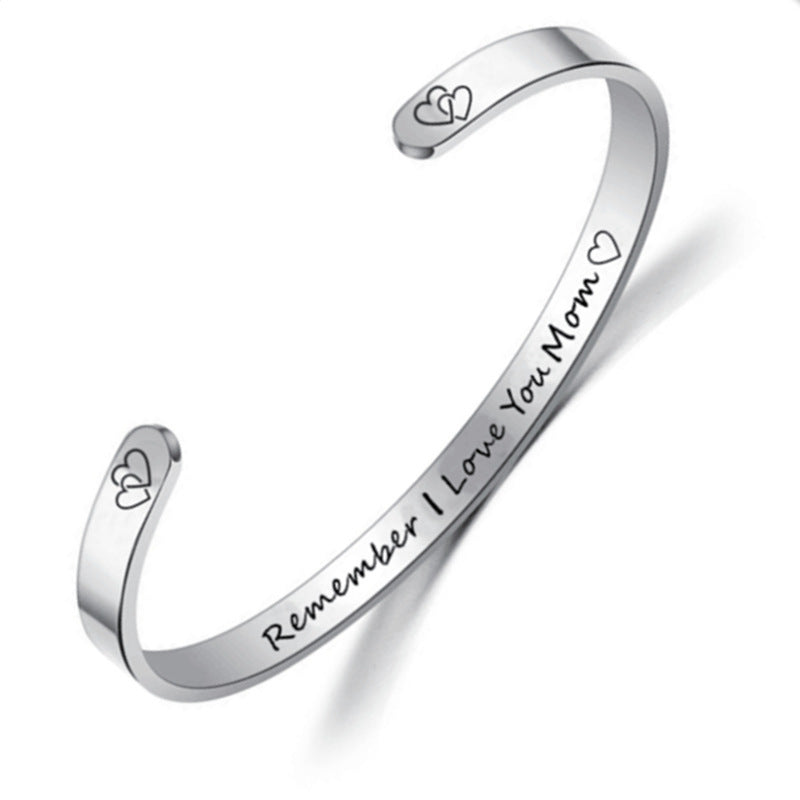 Family Letter Stainless Steel Cuff Bracelet B3838