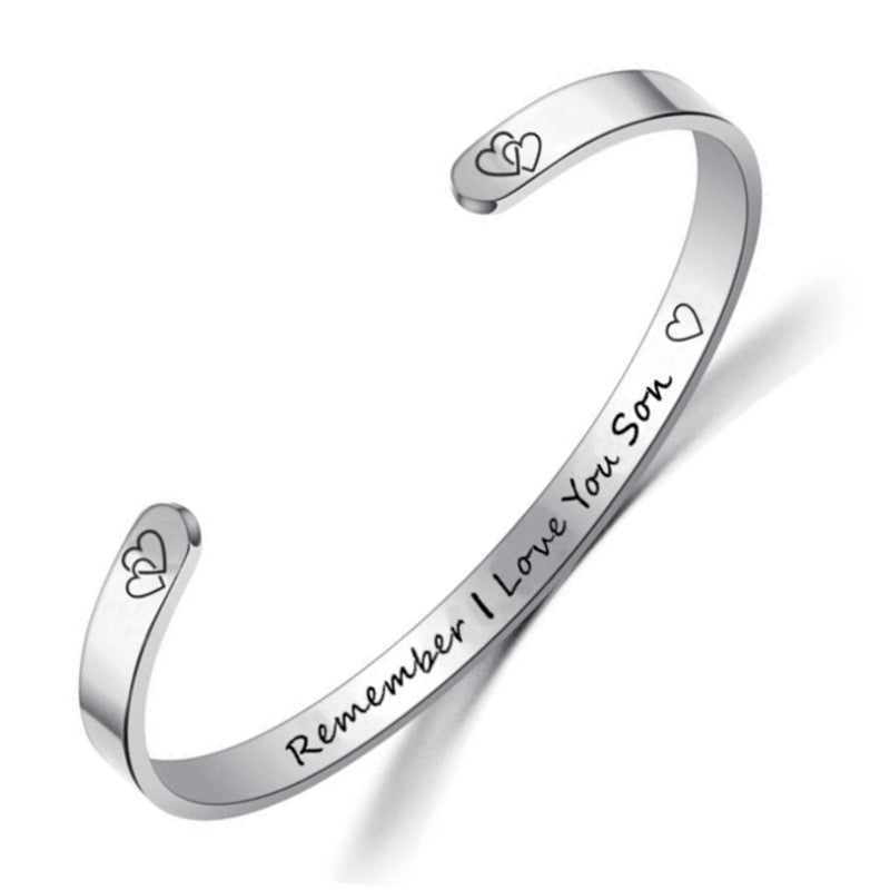 Family Letter Stainless Steel Cuff Bracelet B3838