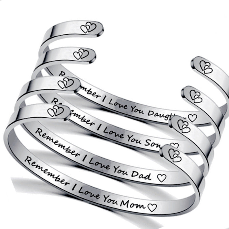 Family Letter Stainless Steel Cuff Bracelet B3838