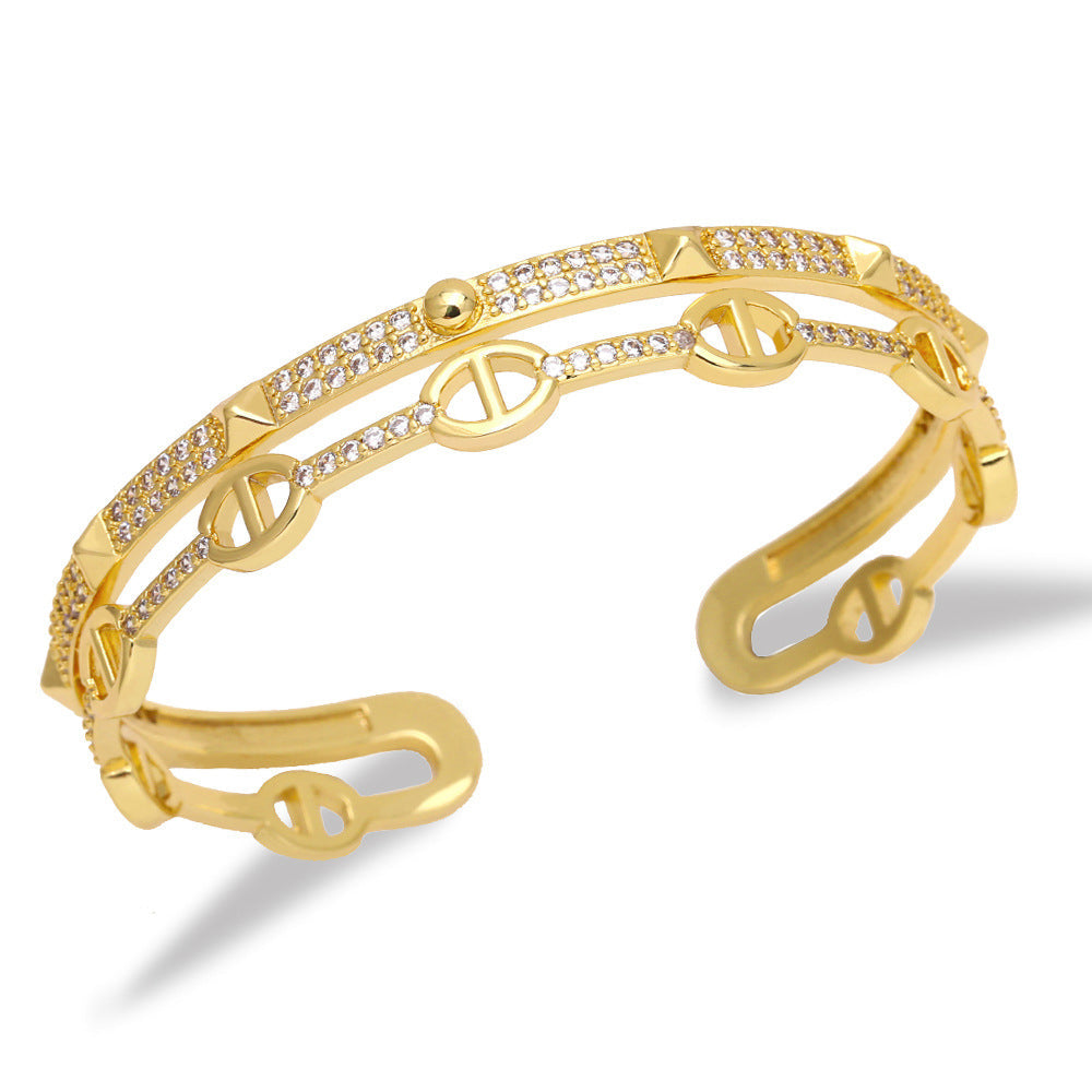 Evil Eye Cubic Zirconia Cuff Bracelet B3843