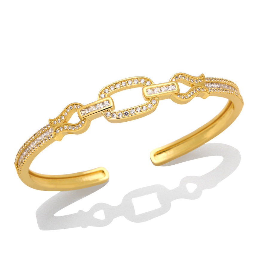 Geometry Hoop Cubic Zirconia Cuff Bracelet B3846