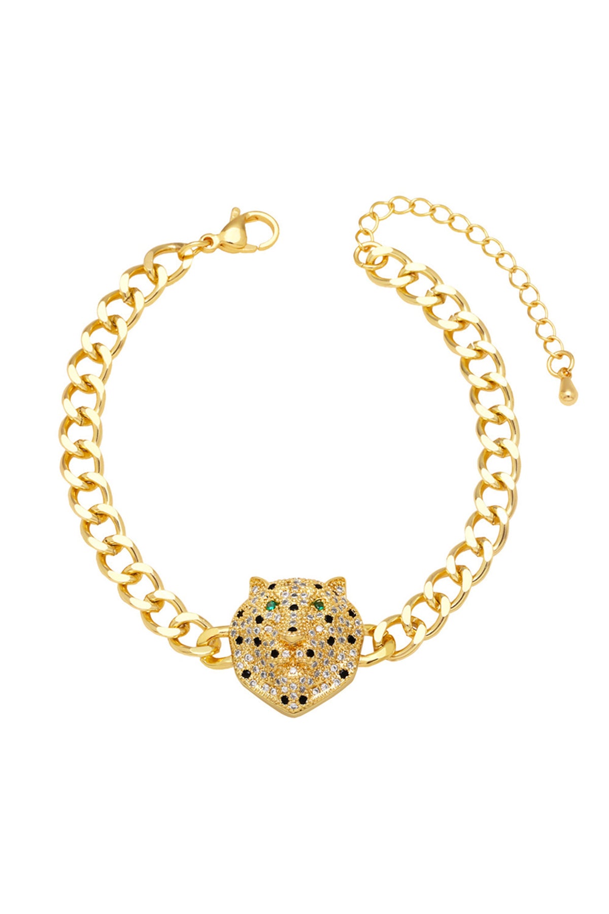 Leopard Head Cubic Zirconia Chain Bracelet B3852