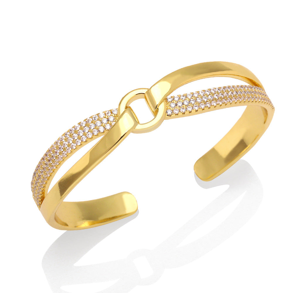 Cross Cubic Zirconia Cuff Bracelet B3858