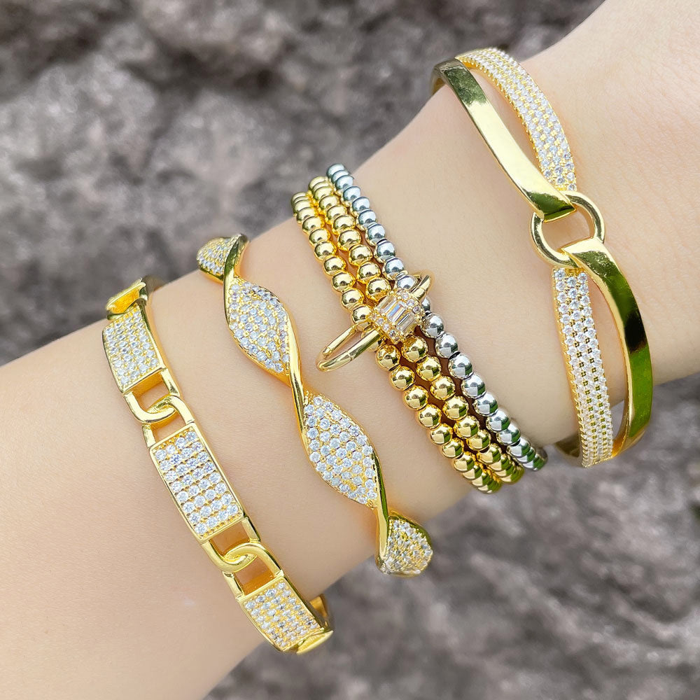 Cross Cubic Zirconia Cuff Bracelet B3858