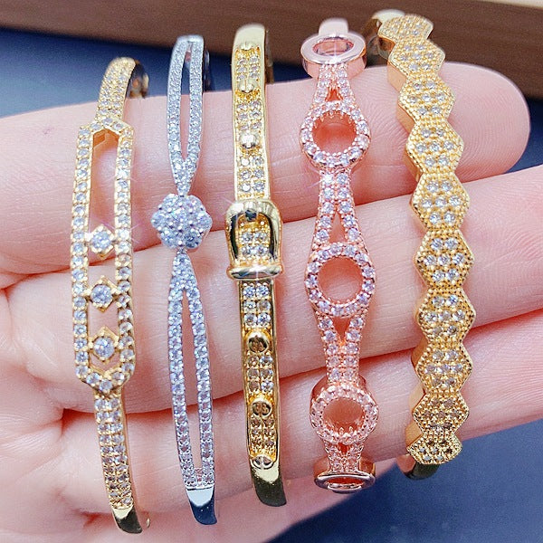 Randomly Geometry Cubic Zirconia Bracelet B3861
