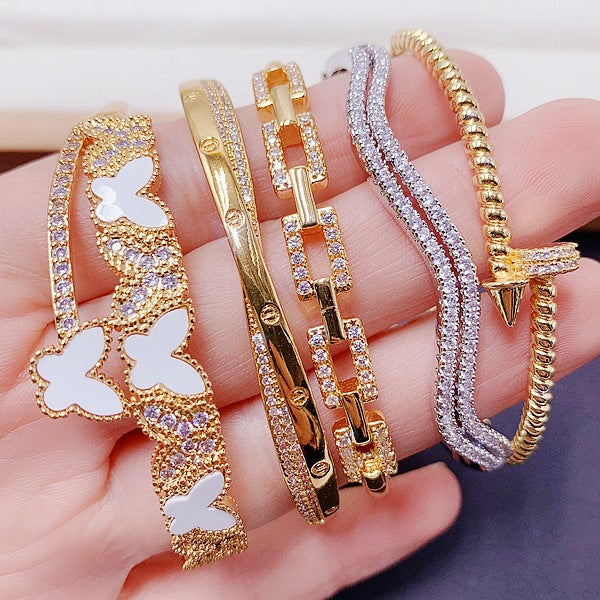 Randomly Geometry Cubic Zirconia Bracelet B3861