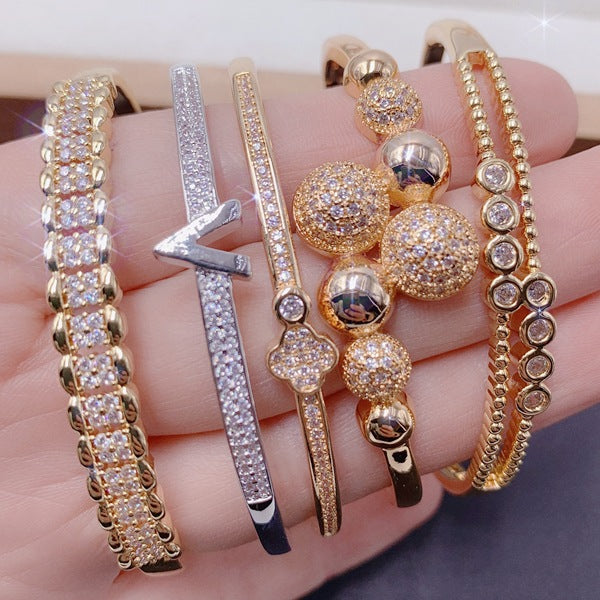 Randomly Geometry Cubic Zirconia Bracelet B3861