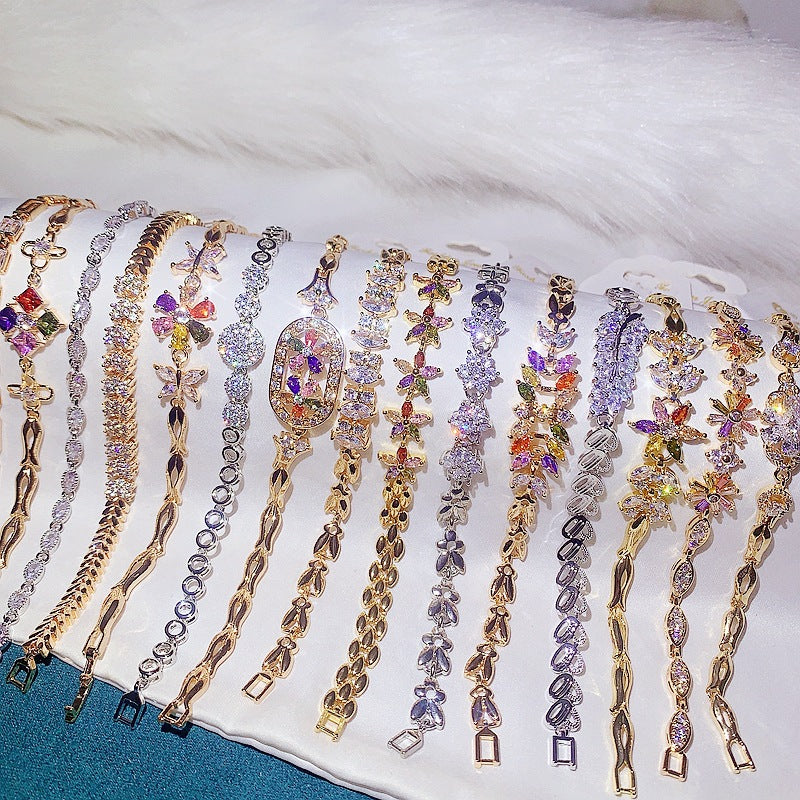 Randomly Geometry Cubic Zirconia Bracelet B3863