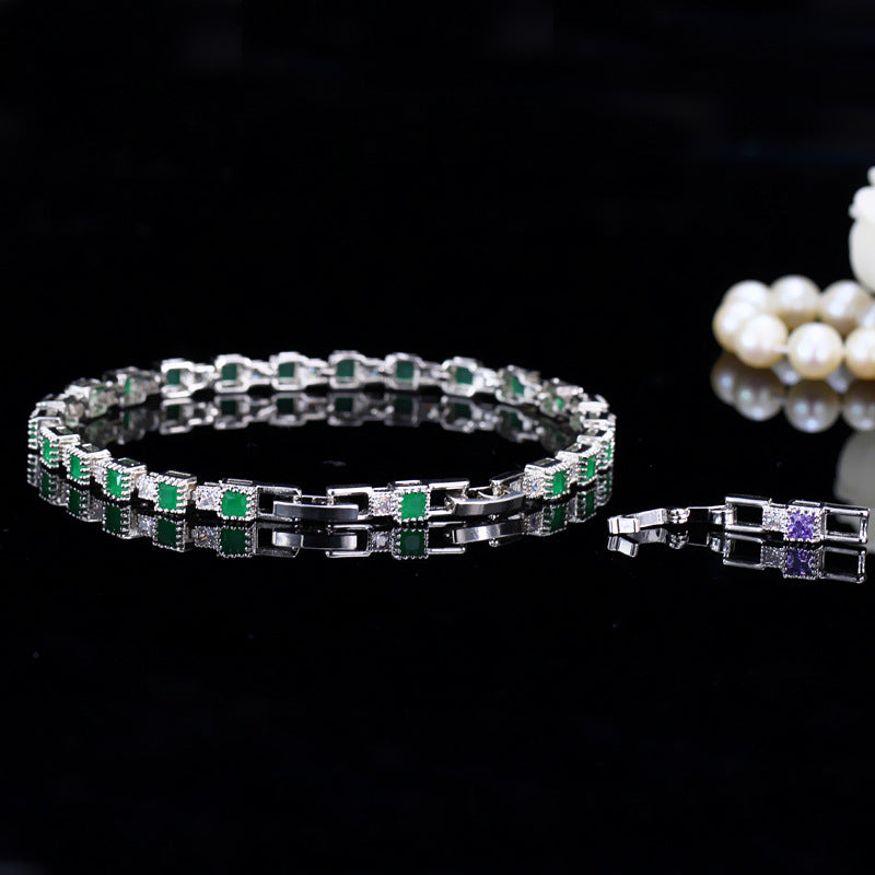 Cubic Zirconia Chain Bracelet B3869