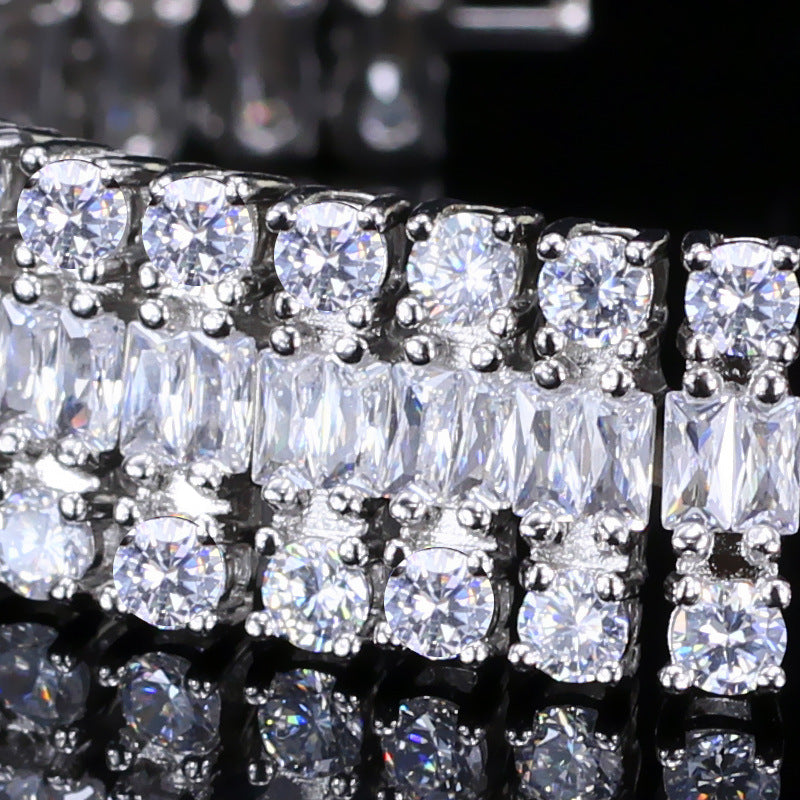 Three-layer Cubic Zirconia Chain Bracelet B3870