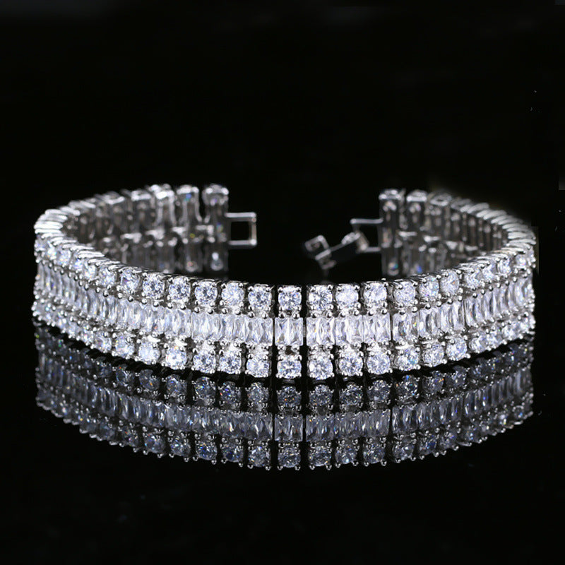 Three-layer Cubic Zirconia Chain Bracelet B3870