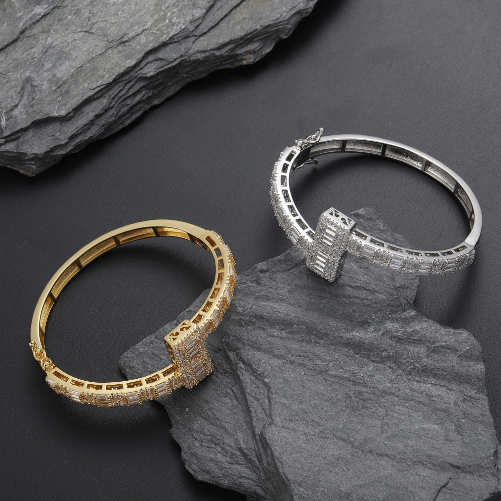 T-Square Cubic Zirconia Chains Bracelet B3886