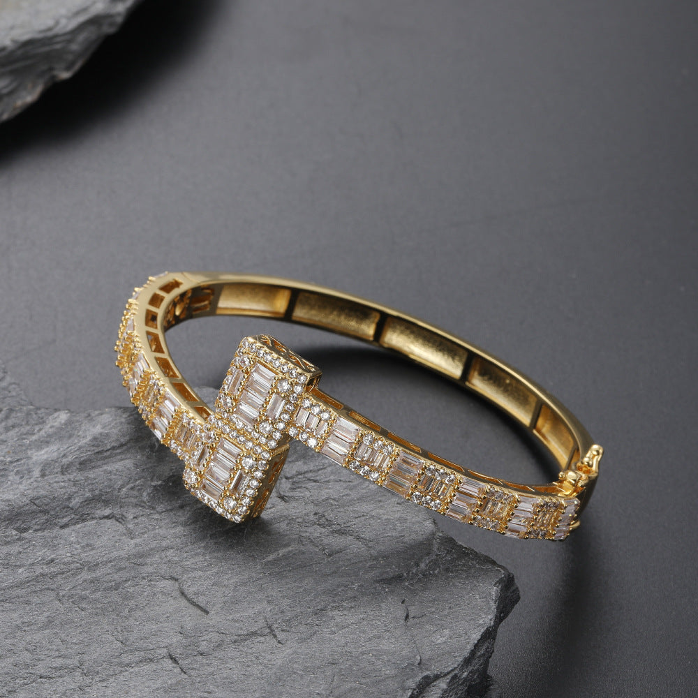 T-Square Cubic Zirconia Chains Bracelet B3886