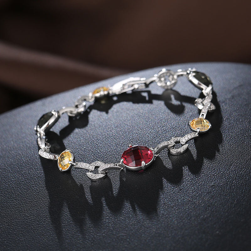 Geometry Cubic Zirconia Chain Bracelet B3891