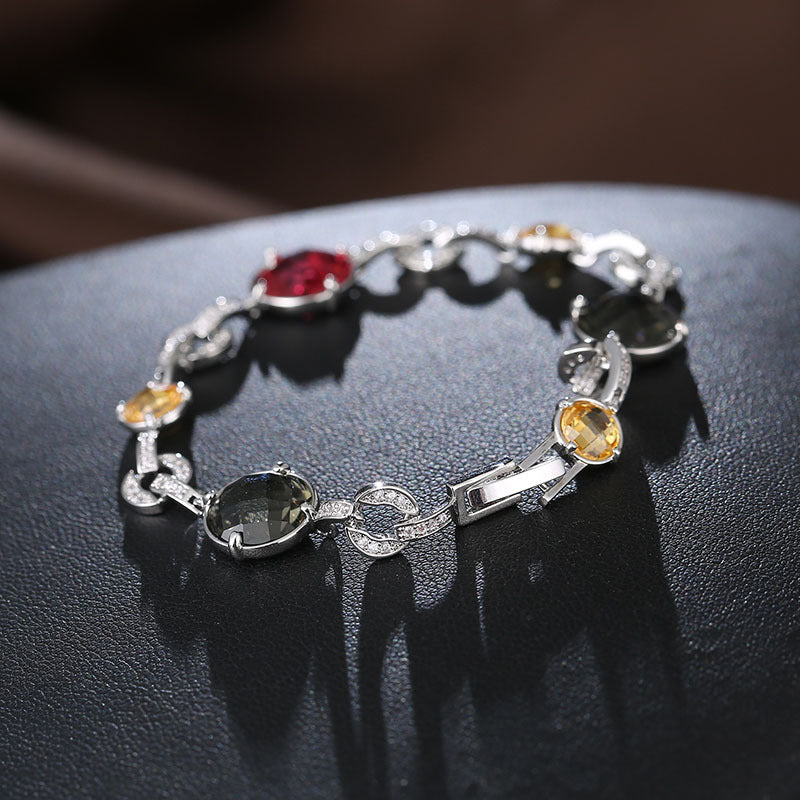 Geometry Cubic Zirconia Chain Bracelet B3891