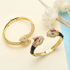 Leopard Head Cubic Zirconia Cuff Bracelet B3919