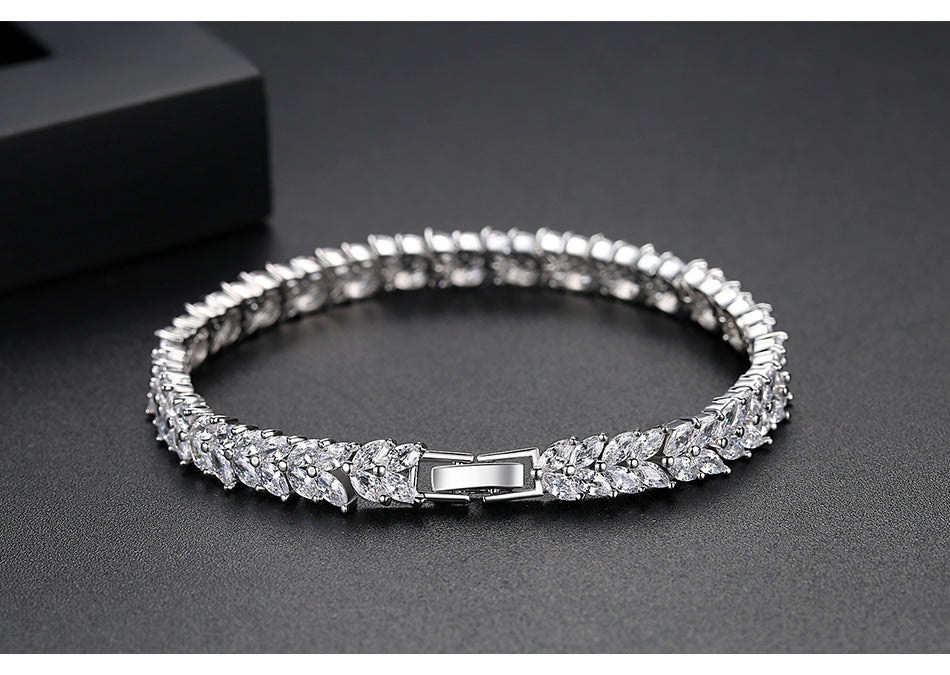 Ears Of Wheat Cubic Zirconia Bracelet B3924