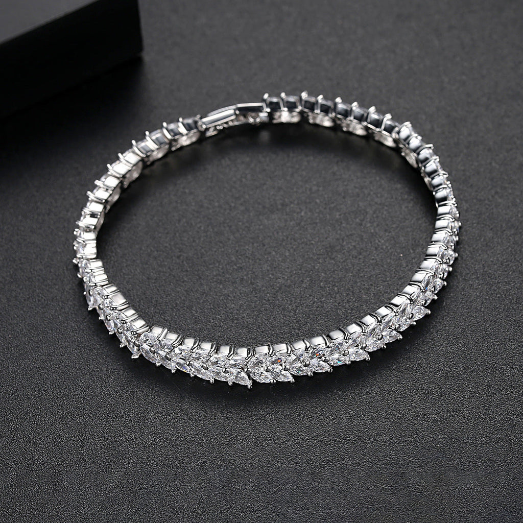Ears Of Wheat Cubic Zirconia Bracelet B3924