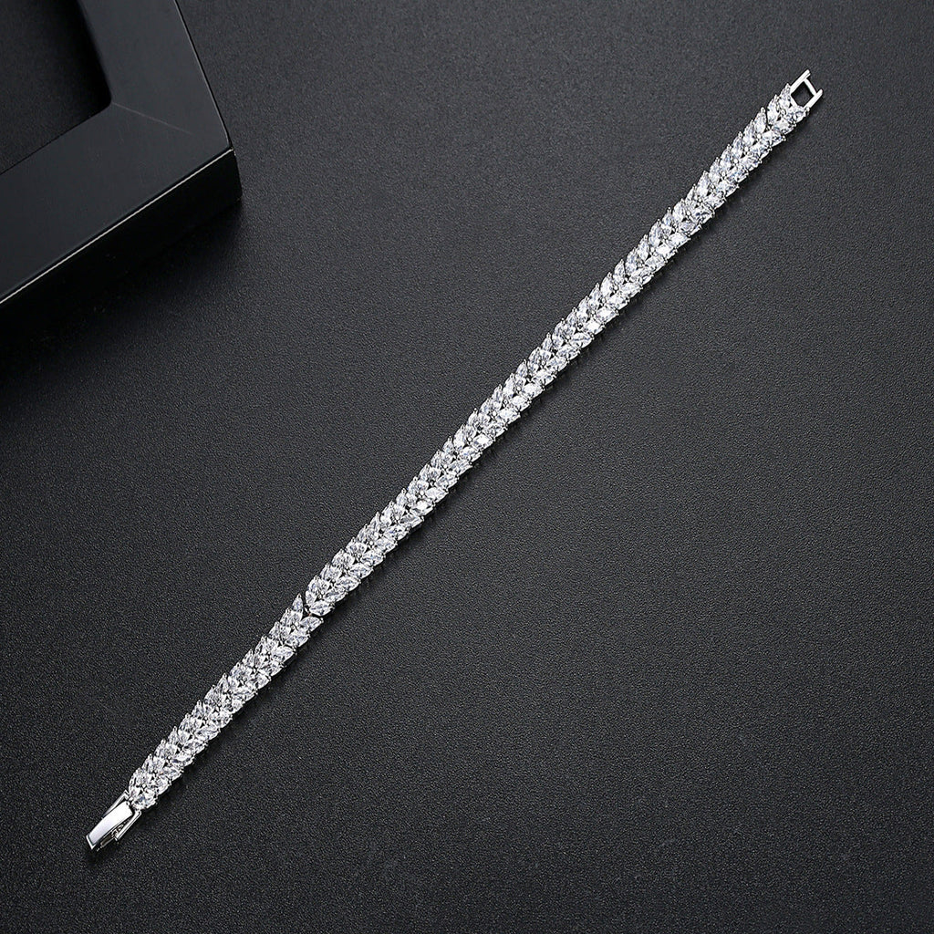 Ears Of Wheat Cubic Zirconia Bracelet B3924