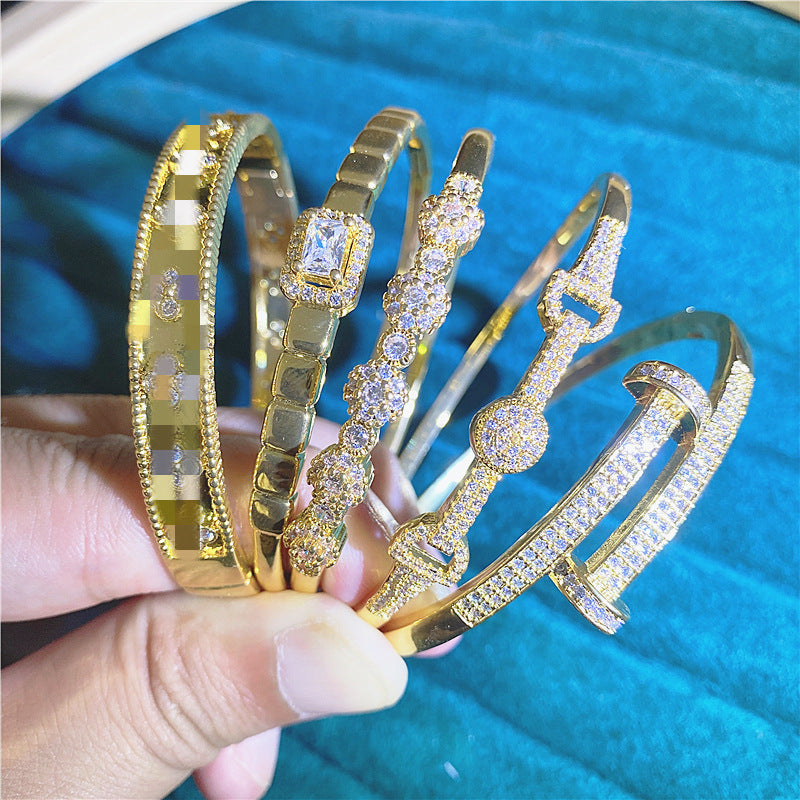 Geometry Random Cubic Zirconia Bracelet B3939