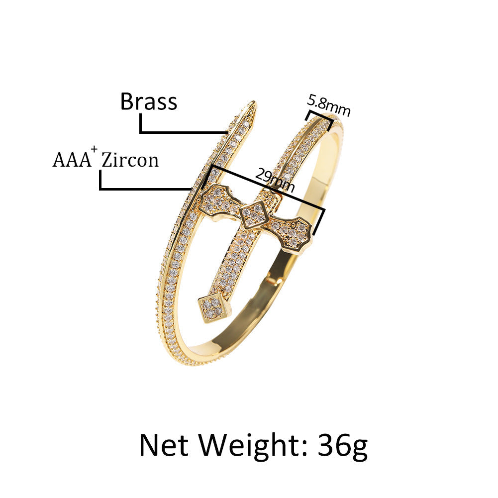 Sword Cross Cubic Zirconia Bracelet B3940