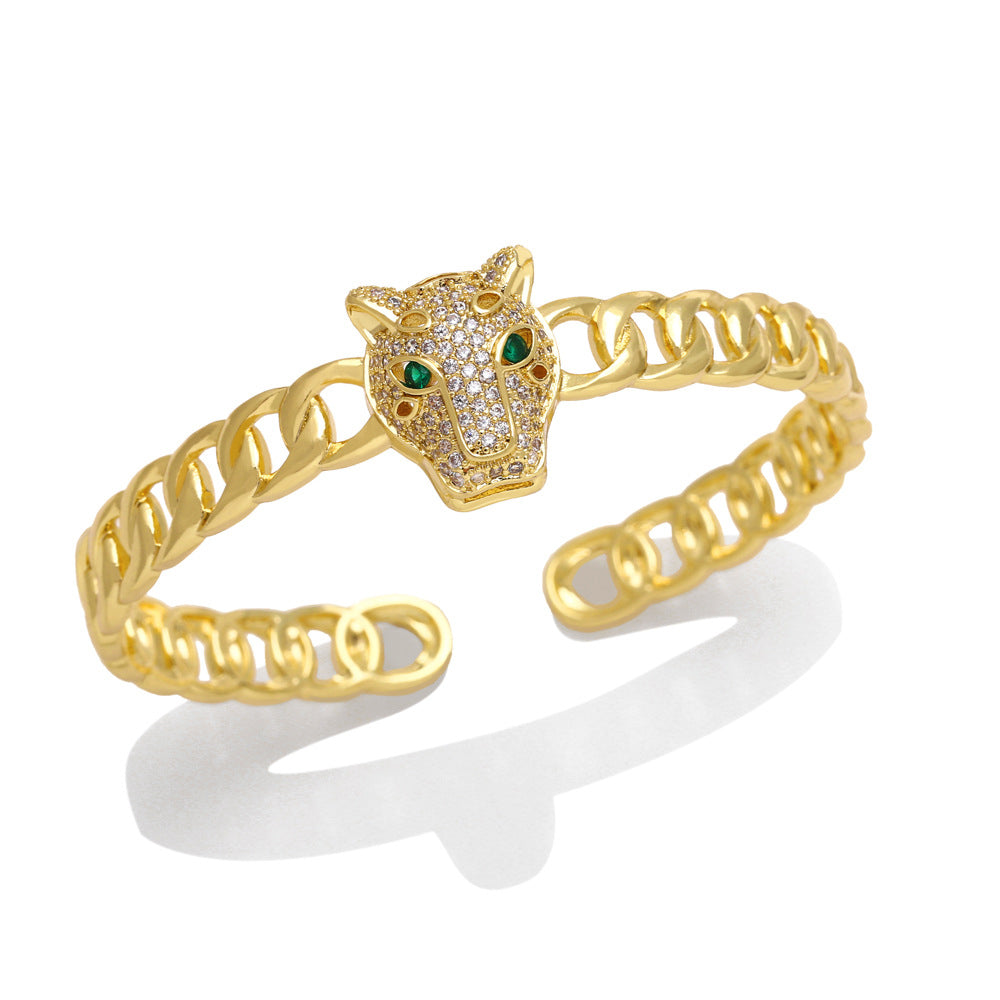 Leopard Cubic Zirconia Cuff Bracelet B3946