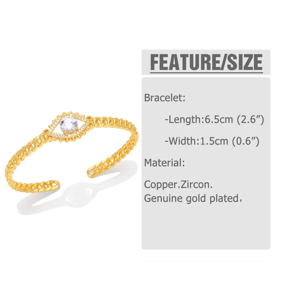 Evil Eye Cubic Zirconia Cuff Bracelet B3951