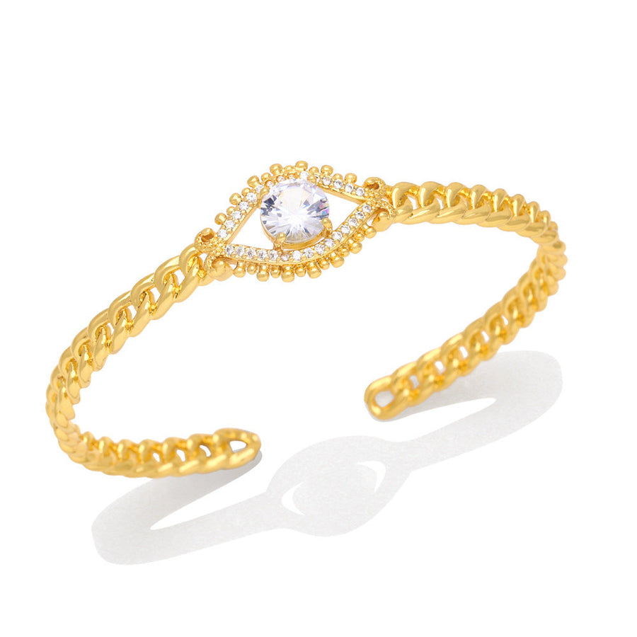 Evil Eye Cubic Zirconia Cuff Bracelet B3951