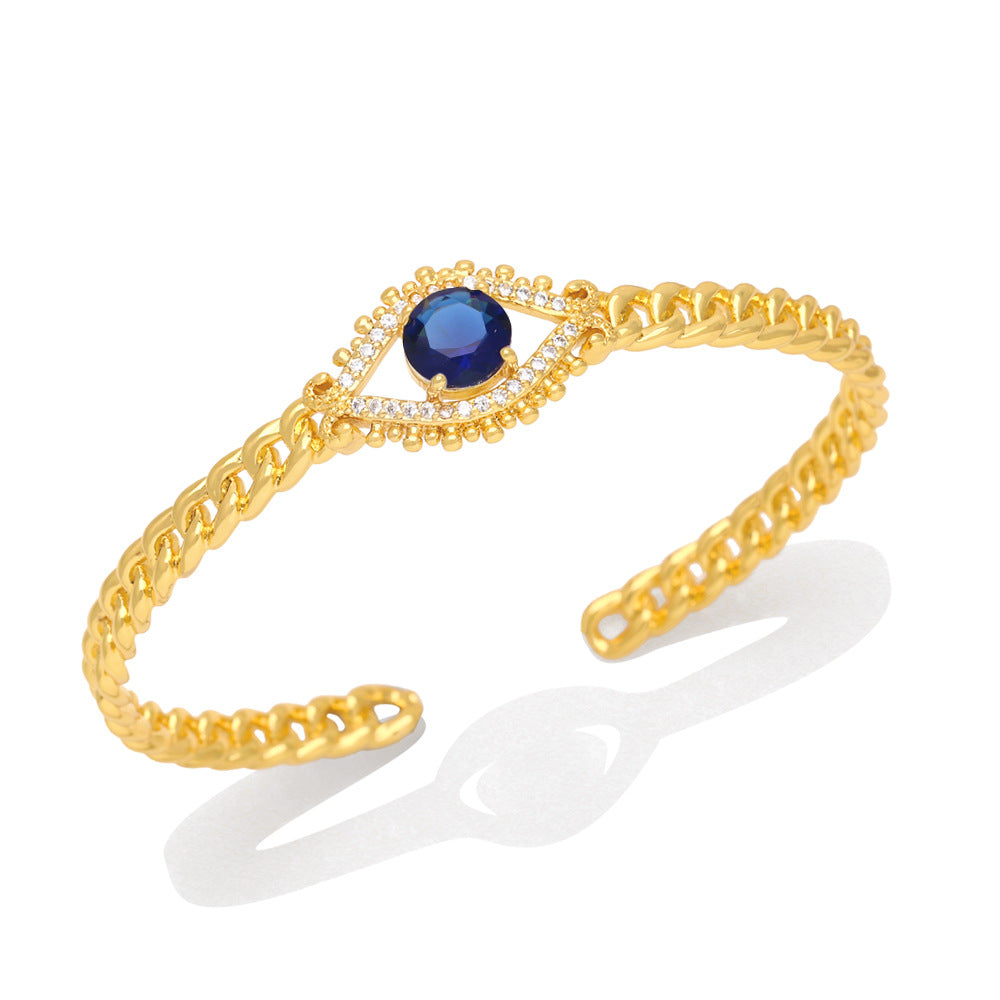 Evil Eye Cubic Zirconia Cuff Bracelet B3951
