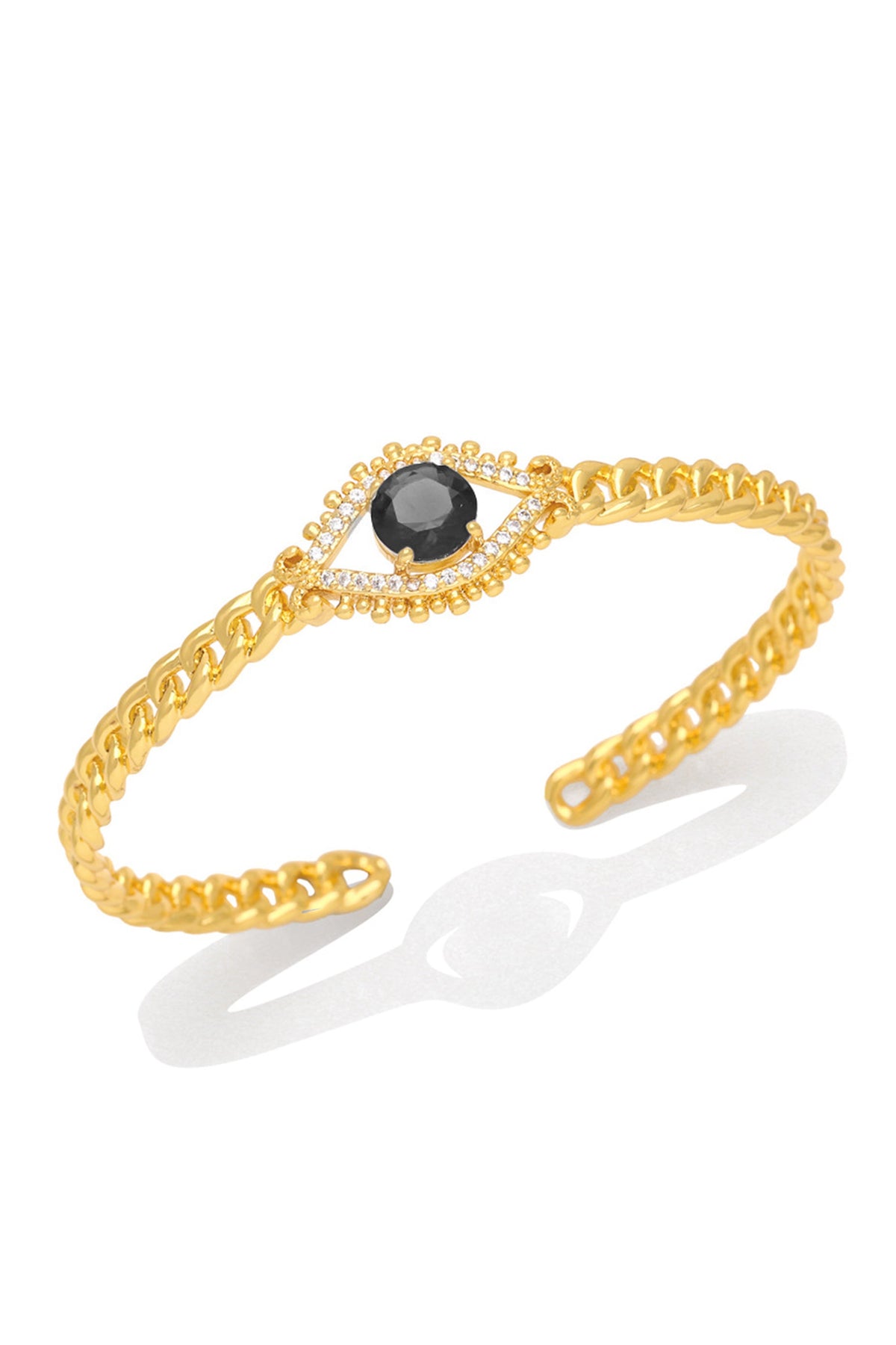 Evil Eye Cubic Zirconia Cuff Bracelet B3951