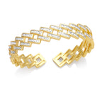 Geometric Braided Chains Cubic Zirconia Cuff Bracelet B3952