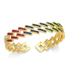 Geometric Braided Chains Cubic Zirconia Cuff Bracelet B3952