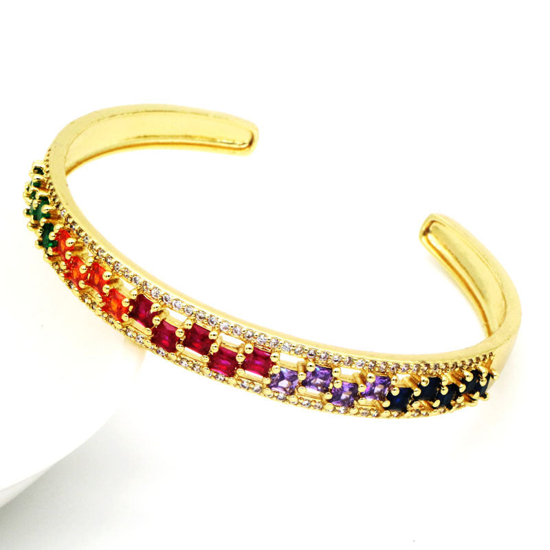 Multicolor Cubic Zirconia Cuff Bracelet B3963
