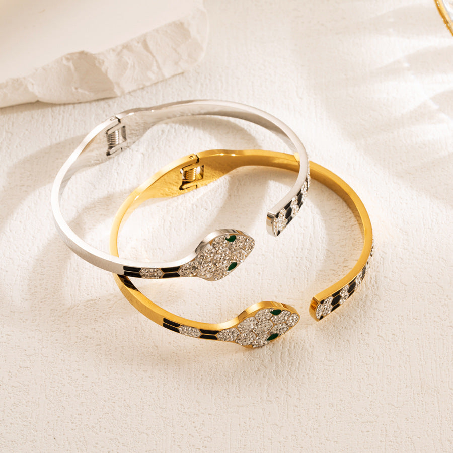 Snake Rhinestone Stainless Steel Bracelets B3968