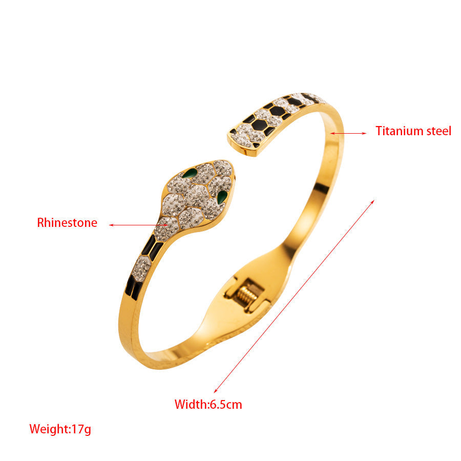 Snake Rhinestone Stainless Steel Bracelets B3968