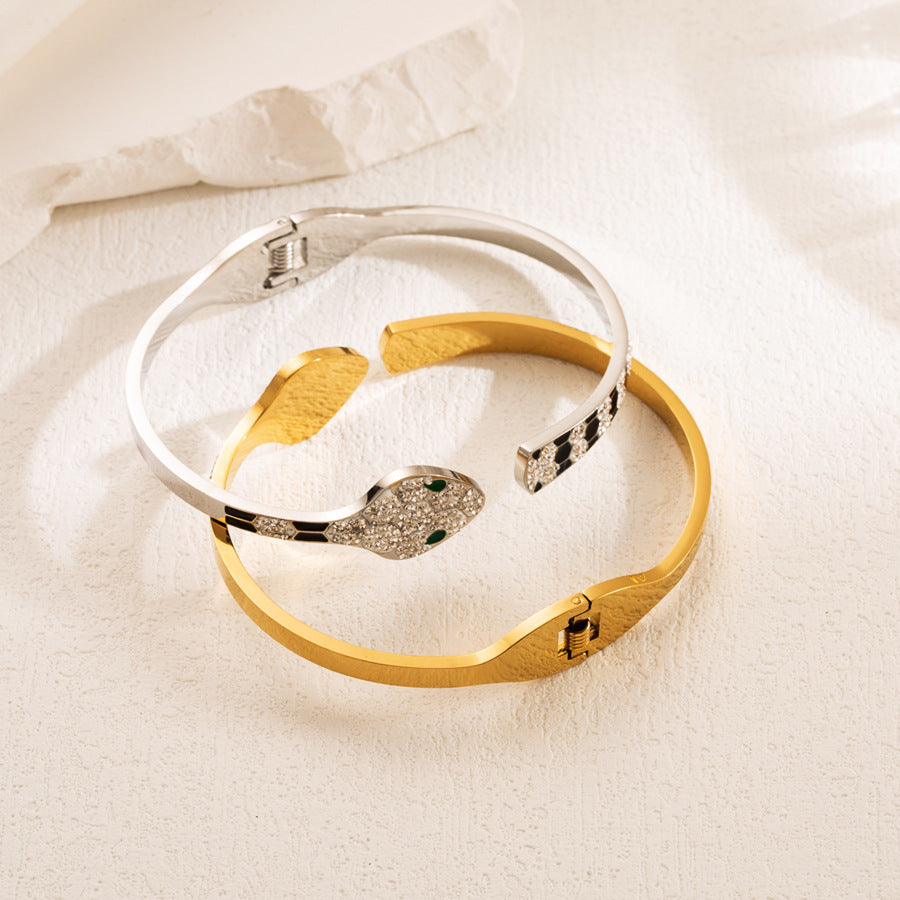 Snake Rhinestone Stainless Steel Bracelets B3968