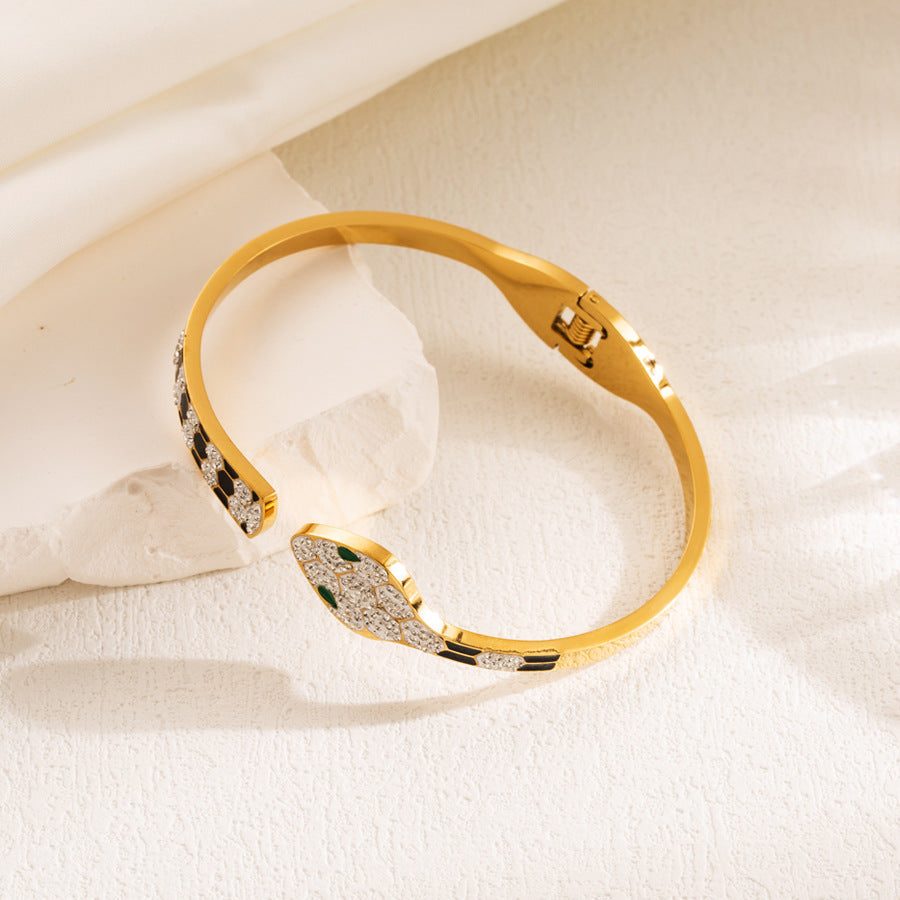 Snake Rhinestone Stainless Steel Bracelets B3968