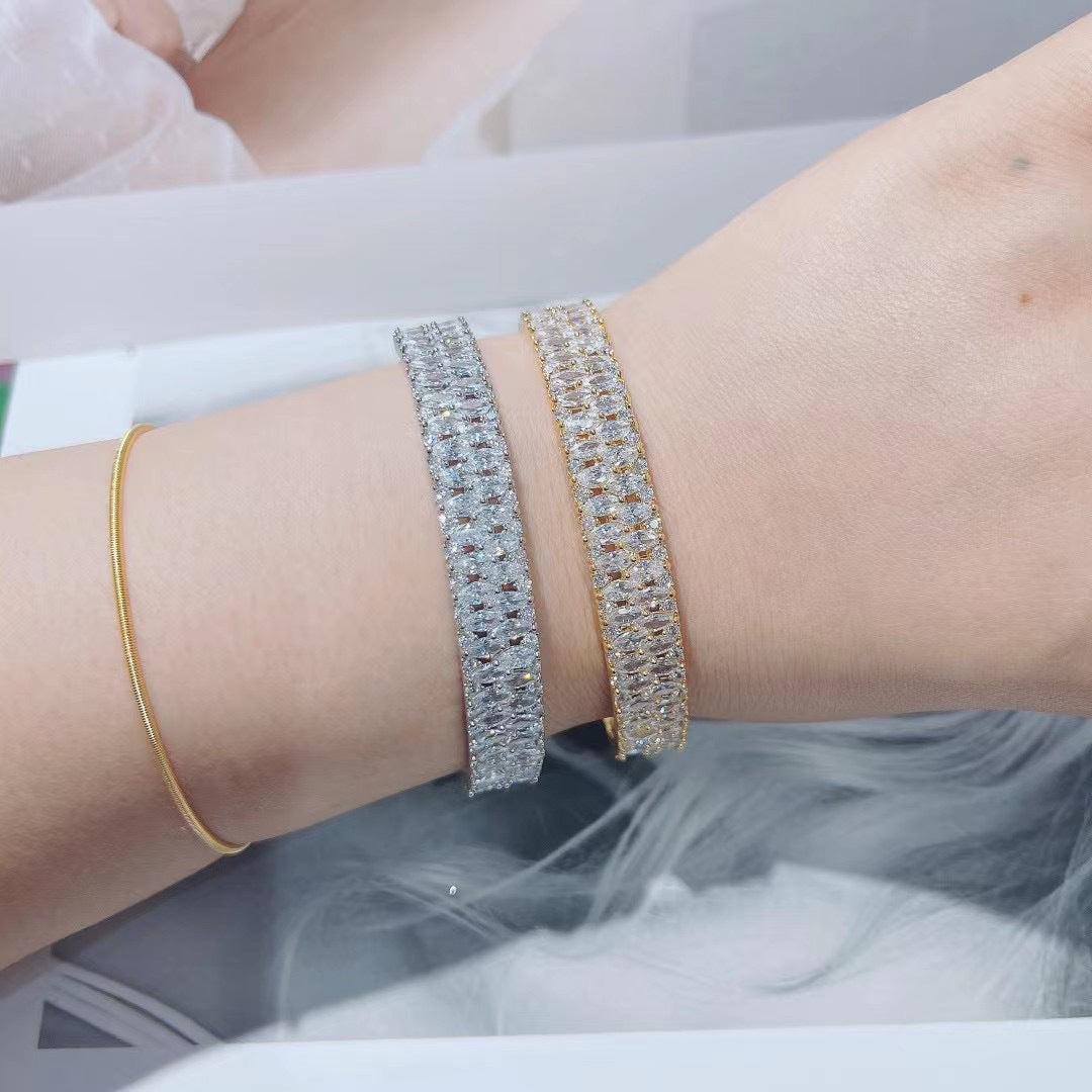 Cubic Zirconia Cuff Bracelet B3969